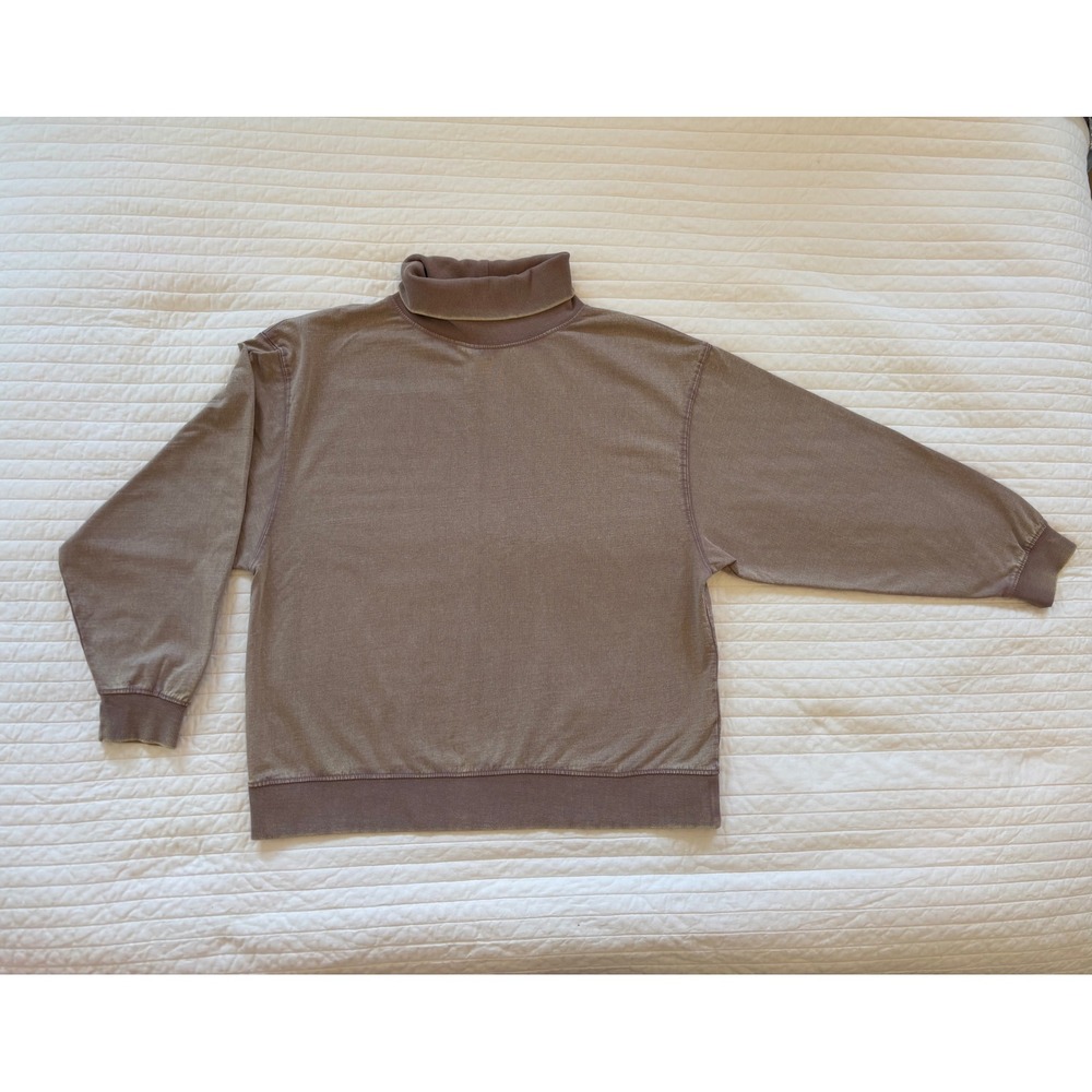 Zara Womens Fall Cozy Cotton Turtleneck Oversized Mineral Wash Sweatshirt S